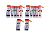 12 Pack - Toners & More Compatible Inkjet Cartridge Set for PGI-5 & CLI-8 PGI5 CLI8, PGI-5BK Large Black, CLI-8BK Small Black, CLI-8C Cyan, CLI-8M Magenta, CLI-8Y Yellow
