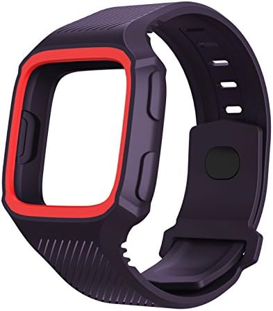 Feuy Fitbit versa bands,Soft TPU Protection Silicone Surrounded Sports Strap Wristband for Fitbit Versa Smart Fitness Watch Accessories Bracelet,Have protective Case cover function Band For Women men.