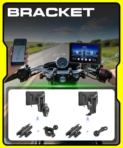 Rimoody Wireless Carplay Display Motociclo Android Auto,5" Touchscreen Car play Autoradio Portatile per Motorbike CarPlay Monitor per Moto Bluetooth/IP68 Impermeabile/Monitoraggio pressione pneumatici