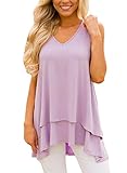 AlvaQ Women's Casual Sexy Plus Size Cotton Sleeveless Tank Tops Tunic Purple