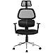 Ergonomic Office Chair Mesh Computer Desk Chair High Back Swivel Task Executive Chairs with Lumbar Support Adjustable Backrest Headrest Armrest Seat Height for Home Office Conference, Black TIKI-14
