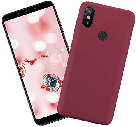 Case for Xiaomi Mi 6X /Mi A2, Soft Touch Finish Solid Color TPU Rubber Cover Slim Durable Shockproof Back Protective Shell - Wine Red