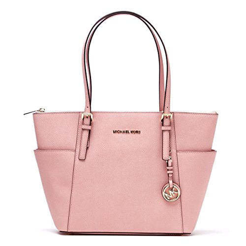 MICHAEL Michael Kors Jet Set Top-Zip Leather Tote Pale Pink
