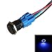 ESUPPORT 19mm 12V 5A Car Blue LED Light Angel Eye Metal Push Button Toggle Switch Socket Plug Latching Black Shell