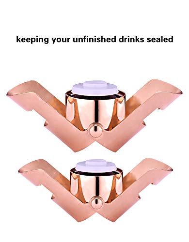 OWO Champagne Stopper, Stainless Steel Bottle Plug Sealer for Sparkling Wine, Superior Leak-Proof Bubble Retaining Saver, No Sharp Edge, No Spill, Fizz Saver, Passed Press Test (Gold & Rose Gold) - Thumbnail 2