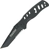 Smith & Wesson Extreme Ops CK10HBS 7.8in S.S. Folding Knife with 3.4in Serrated Tanto Point Blade and S.S. Handle for Outdoor, Tactical, Survival and EDC