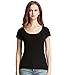 Liang Rou Women's Modal-Spandex Ribbed Stretch Scoop Neck T-Shirt Black M Medium / 8 10 1 X Black