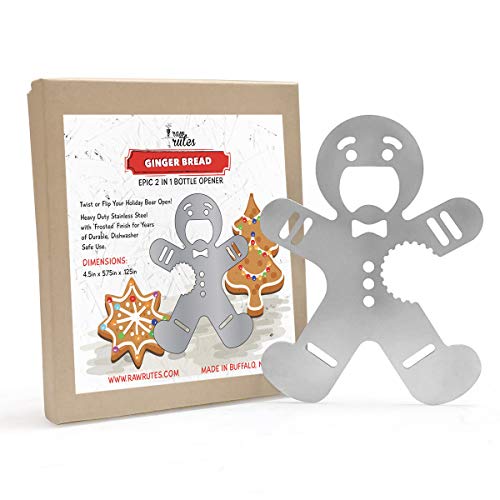Raw Rutes - EPIC Heavy-Duty Holiday Bottle Openers! Made in the USA from Recycled Content Stainless Steel! (Ginger Bread Man) - Thumbnail 4