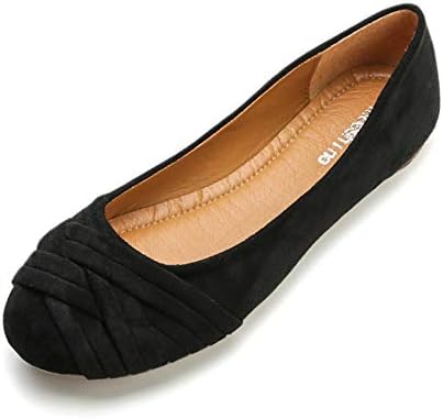 Meeshine Women's Comfortable Bow Point Toe Flat Pumps Slip On Shoes