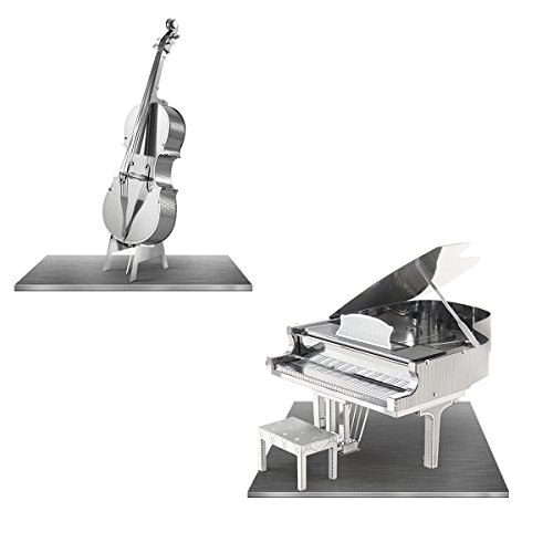 Metal Earth 3D Laser Cut Steel Models - Grand Piano with Bench & Bass Fiddle Set of 2