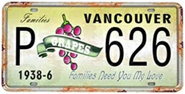 Eureya Plaque Metal Tin Sign for Home Cafe Bar Wall Art Decor Car Vehicle License Plate 6"x12" - Perfect Souvenir (VANCOUVER P 626)