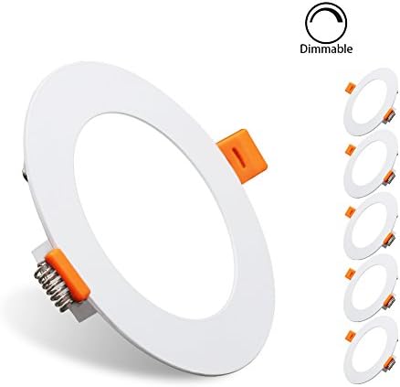 6W LED Flat Panel Light,Langyu Dimmable Ultra-thin Round LED Recessed Ceiling Down Light Lamp,480lm, Cool White 6000K, Cut Hole 4.0 in,Home, Office, Commercial Lighting Pack of 5