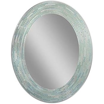 Headwest Reeded Sea Glass Oval Wall Mirror, 29 inches by 23 inches, 29