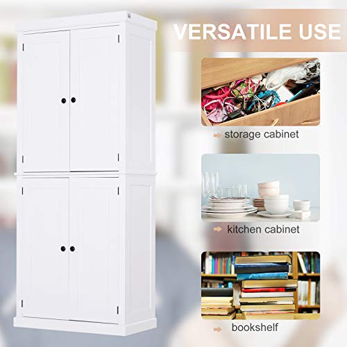 image for HOMCOM Traditional Farmhouse Freestanding Cupboard Kitchen Pantry with