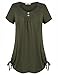 Nomorer Women's V Neck Drawstring Sides Shirring Pleated Front Top