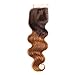 2 Tone Ombre Hair 3 Bundles With Closure Brazilian Virgin Hair Body Weft Human Hair Extensions T4/30 Medium Brown/Medium Auburn (20 22 24with18)