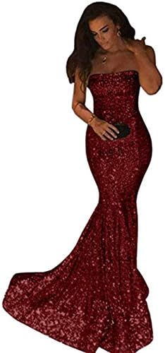 olise bridal Shinny Sequin Mermaid Prom Dresses Blingbling Strapless Long Bridesmaid Dress Party Gowns