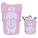 iSuperb Cartoon Telescopic Stand Up Pencil Case Pen Bag Cute Animal Office Student Stationery Bag Cosmetic Organizer Pouch (White sheep)