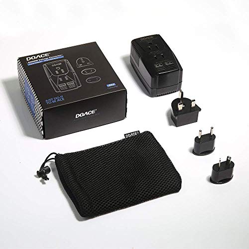 DOACE 2000W Travel Voltage Converter Hair Dryer, Hair Straightener, Flat Iron, 220V to 110V Transformer, Universal Adapter 4-Port USB UK/AU/EU Wall Charger Cell Phone Camera Laptop