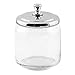 mDesign Glass Bathroom Vanity Apothecary Storage Organizer Canister Jar for Cotton Balls, Swabs, Makeup Sponges, Bath Salts, Hair Ties, Jewelry - Set of 3, Varied Sizes - Clear/Chrome