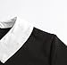 XQN Women's Summer Doll Collar Slim Ruffle Frill Tunic Pleated Dress (Black, Small)