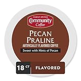 Community Coffee Pecan Praline Flavored Medium Roast Single Serve 18 Ct Box, Compatible with Keurig 2.0 K Cup Brewers, Medium Full Body Sweet Hints of Pecan, 100% Arabica Coffee Beans