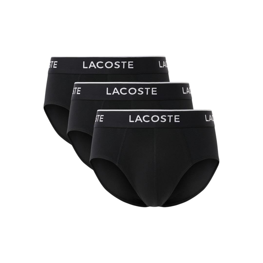 Lacoste Men's Cotton Stretch Essentials Briefs, 3-pack, Black with ...