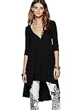 Urban CoCo Women's Half Sleeve High Low Loose Casual T-shirt Top Tee Dress (X-Large, Black)