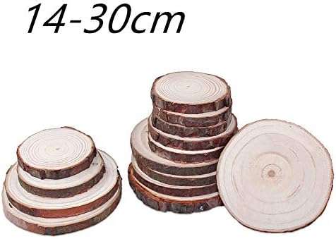 Wood Slices 14-30cm Unfinished Natural Round Wood Slices Circles with Tree Bark Log Discs for DIY Crafts Painting Photograph Decoration (16-18cm)
