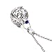 Elegant Lava Stone Aromatherapy Gem Essential Oil Diffuser Orb Necklace w/ Sapphire Jewel + Bead Set (25-inch chain)