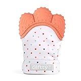 Baby Teething Mitten Self Soothing Teething Mitt, Teething Pain Relief, Smile Teether Toy, Unisex Babies Teething Glove (1 Pair of Pink)