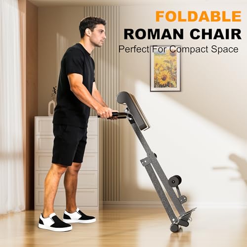SIRHOME Multi-Function Roman Chair Back Extension Bench for Home Gym | 330 lb Capacity, Foldable Incline Hyperextension Bench, Adjustable Back Exercise for Hamstrings&Lower Back Strength Training