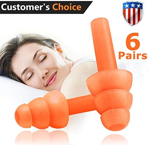 Ear Plugs 6 Pairs Noise Cancelling Reusable Earplugs for Sleeping and Swimming; Soft and Comfortable for Shooting Hearing Protection Noise Reduction with Carry Case
