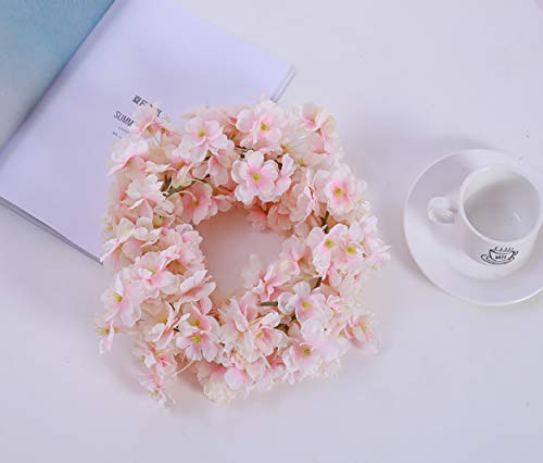 Lmeison Artificial Cherry Blossom, Fake Cherry Blossom Flowers Pink Hanging Vine Silk Garland Wreath for Wedding Arch Decor Wedding Party Decor, 3 Pack - Thumbnail 4