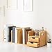 Ollieroo Natural Bamboo Desk Organizer with Extendable Storage for Office and Home, CD Holder Media Rack
