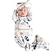 2PC Newborn Baby Gown Unisex Floral Print Sleep Sack Long Sleeve Nightgowns with Headband