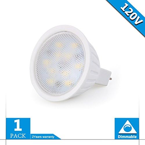 120 Voltage MR16 LED Bulb 7Watt (65 Watt Halogen Bulbs Equivalence) Spotlight MR16 Base Dimmable 120 Degree Beam Angle 300 Lumens 5000K Daylight White Glow Recessed Lighting (1 pack)