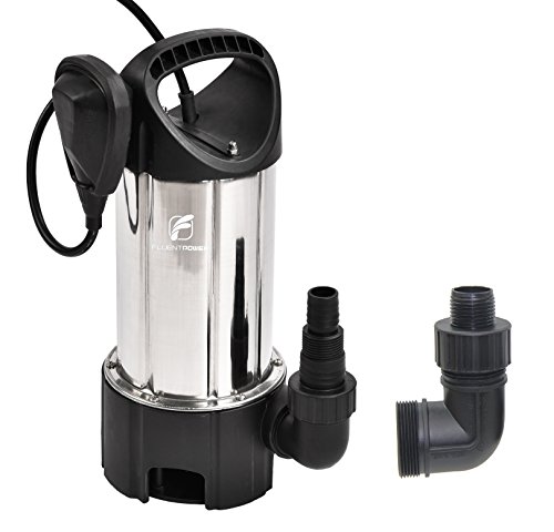 FLUENTPOWER 3/4HP 3300GPH Portable Submersible Water Pump, Dirty/Clean Submersible Pump with Revocable Function of Float Switch by its Holder, Included 1"&1.5" MNPT thread for Discharge Hose
