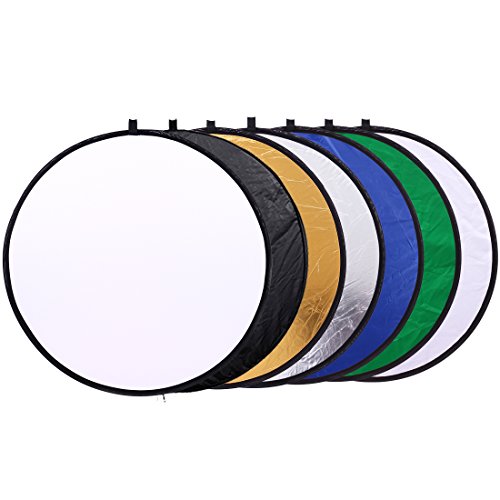 12 inch (30cm) Round Collapsible Mini Light Reflectors for Photography 7in1 Portable Sun