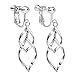 Clip On Earrings Twist Waver Drop Earrings Dangle Silver Tone Plated Proms Gift