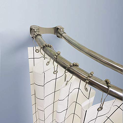Naiture Stainless Steel 60'' Double Curved Shower Curtain Rod, Brushed