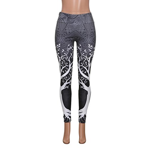 Alixyz Yoga Pants Yoga Capris Printed Workout Leggings for Fitness Riding Running Trouser (M, Gray)