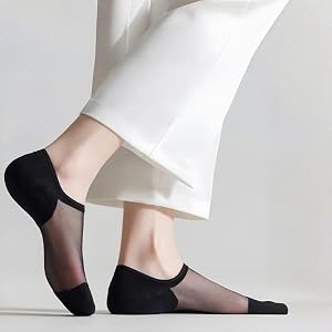 6-Pair No-Show Socks Transparent Glass Fiber Breathable Non-Slip Ultra-Thin Crystal Invisible for Sneakers, Daily Wear Travel