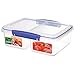Sistema KLIP IT Collection Large Rectangle Food Storage Container with Split Compartments, 64 oz./1.9 L, Clear/Blue