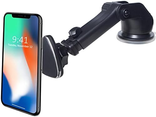 CRage 013 Cell Phone Stand Mount Holder for Car Dashboard Windshield, Strong Magnet Guarantee Extendable Arm Design, fits Apple Iphone X 8 7 6 Android Galaxy S8 S7 S6 and Smartphone