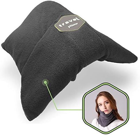 Yastik Scarf Travel Pillow for Airplane Neck Wrap-Around Support -Ultralight, Soft & Adjustable for Long Haul Sleep - Portable & Machine Washable Nap Scarf - Scientifically Proven (Grey)