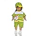 MagiDeal Handmade Green Striped Jumpsuit with Hat for 43-45cm Zapf Baby Born Dolls