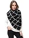 Dimore Women Thick Warm Blanket Fringe Scarf Wrap Square Tartan Scarves Shawl Checked Pashmina Black/White