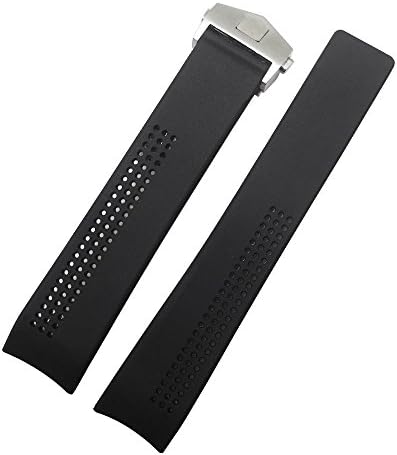 20mm Black Rubber Watch Band Strap with Silver Clasp For Tag Heuer Carrera FT6007
