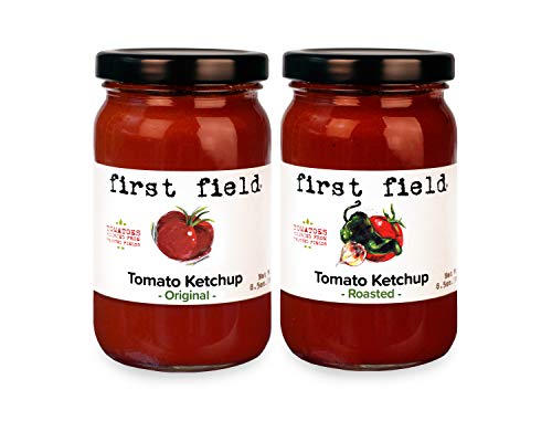 First Field Original Tomato Ketchup and Roasted Tomato Ketchup 100% Jersey Fresh Tomatoes by the NJDA Gluten Free 8.5 oz Pack of 2